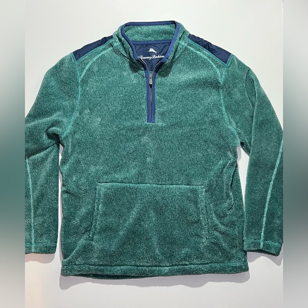Men’s Tommy Bahama Fleece 1/4 Zip Pullover Sweater, Large, Green